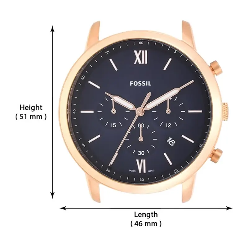 Fossil Neutra Chronograph Blue Dial Rose-Gold Bezel Men's Watch- FS5454